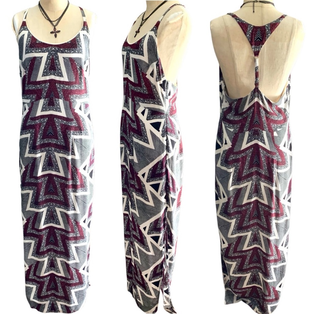 FREE PEOPLE “SERVES YOU RIGHT” GRAPHIC PRINT MAXI DRESS BLACK/WHITE/RED- 4